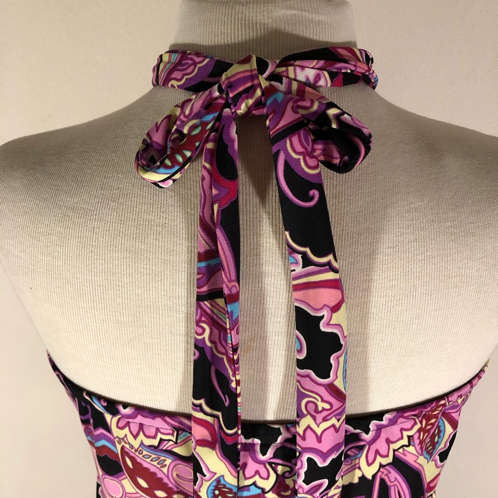 Jennifer Lopez paisley halter top blouse L EUC - Picture 5 of 7